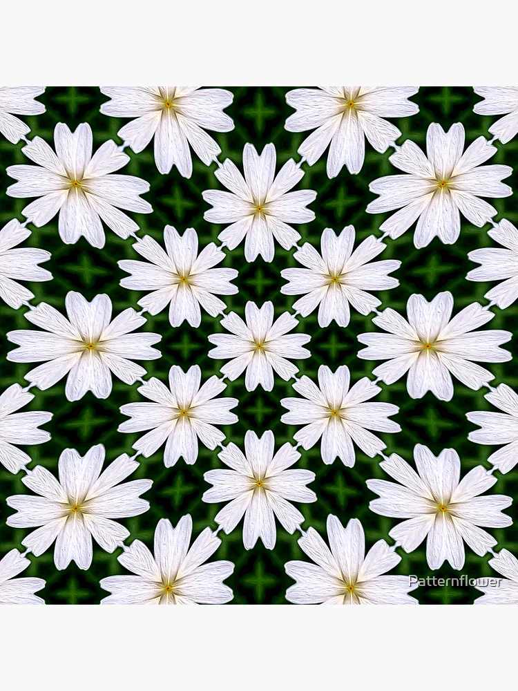 Thumbnail 4 of 4, Clock, White Marguerite Pattern designed and sold by Patternflower.