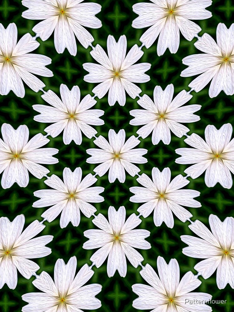 Thumbnail 3 of 3, Scarf, White Marguerite Pattern designed and sold by Patternflower.