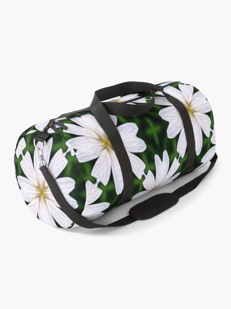 Thumbnail 1 of 3, Duffle Bag, White Marguerite Pattern designed and sold by Patternflower.