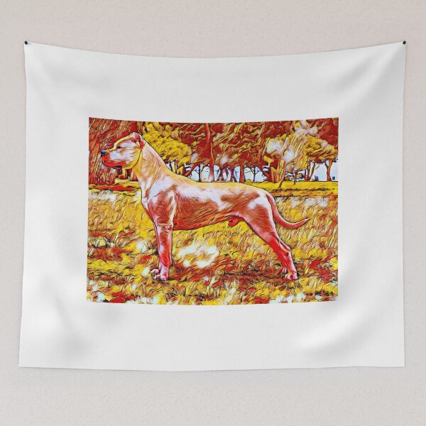 Item preview, Dogo Argentino in the woods – colorful warm colors digital painting designed and sold by NickoPrints.