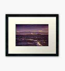 Race Rocks Lighthouse beautiful dramatic sunset scenery Vancouver Island art print Framed Print