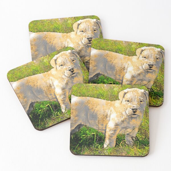 Item preview, Dogo Argentino puppy in the grass - digital painting with vintage look designed and sold by NickoPrints.