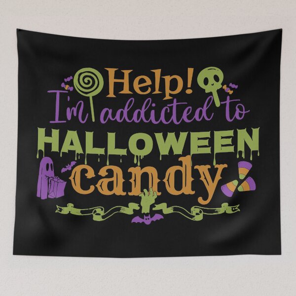 Item preview, Colorful Help! I'm Addicted To Halloween Candy, Black Base Color designed and sold by TrulyEpoque.