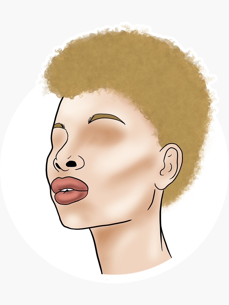 Thumbnail 3 of 3, Sticker, Black Woman with Albinism and TWA Afro Girlie Sticker designed and sold by Angelaika.