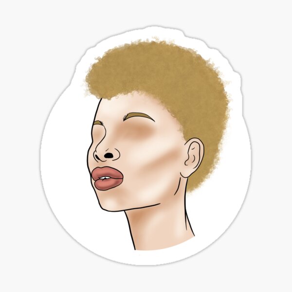 Black Woman with Albinism and TWA Afro Girlie Sticker Sticker