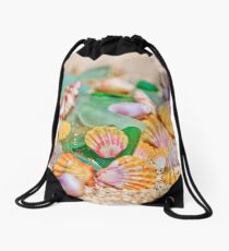 Sunrise Shells & Sea Glass Drawstring Bag