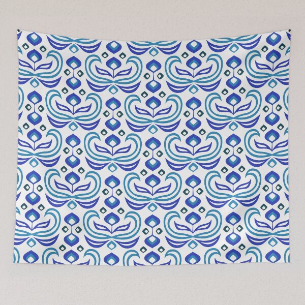 Item preview, Floral Swirl // Blue Outline designed and sold by The Wellington Boot.