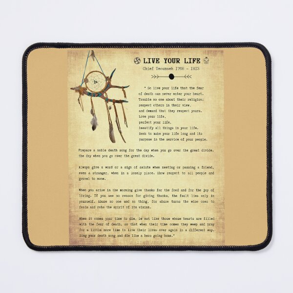 Item preview, Live Your Life by Chief Tecumseh, Chief of the Native American Shawnee Tribe, Original Symbols of Indian nation on old parchment. designed and sold by LaziniArts.