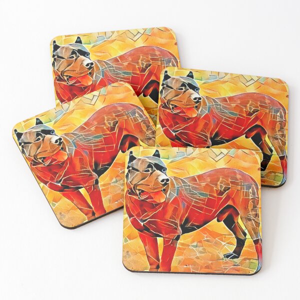 Item preview, Presa Canario staying alert – warm colors irregular tiles mosaic effect designed and sold by NickoPrints.