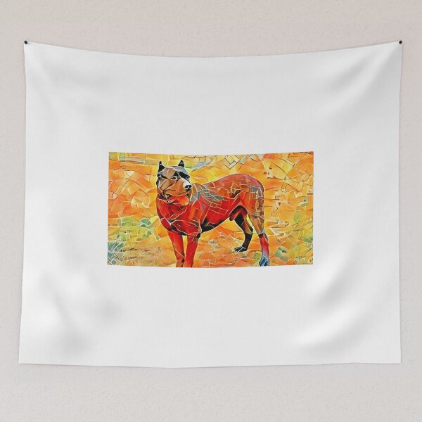 Item preview, Presa Canario staying alert – warm colors irregular tiles mosaic effect designed and sold by NickoPrints.