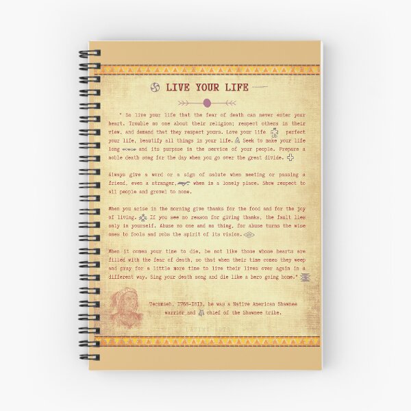 Item preview, Live Your Life by Chief Tecumseh, Chief of the Native American Shawnee Tribe, Original Symbols of Indian nation on old parchment. designed and sold by LaziniArts.