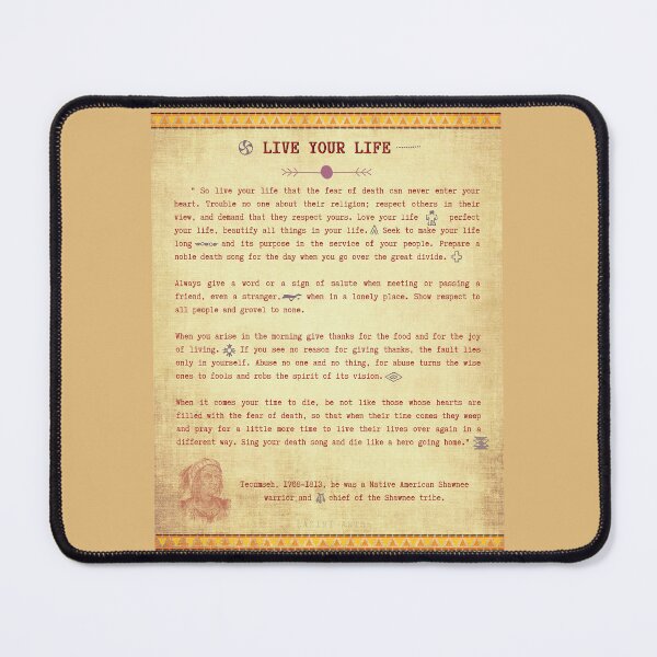 Item preview, Live Your Life by Chief Tecumseh, Chief of the Native American Shawnee Tribe, Original Symbols of Indian nation on old parchment. designed and sold by LaziniArts.