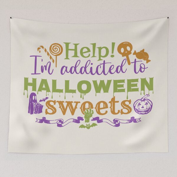 Item preview, Colourful Help! I'm Addicted To Halloween Sweets, Cream Base designed and sold by TrulyEpoque.
