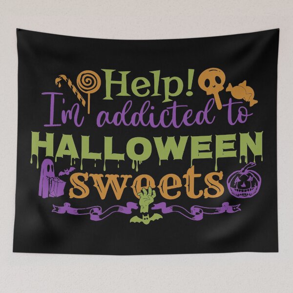 Item preview, Colourful Help! I'm Addicted To Halloween Sweets, Black Base designed and sold by TrulyEpoque.