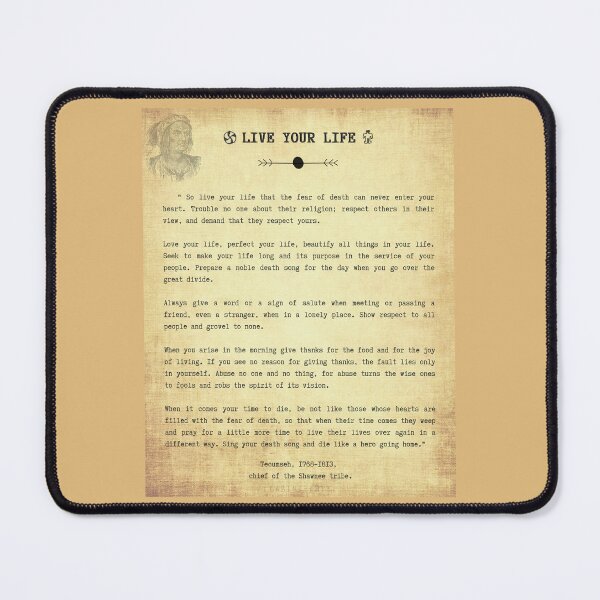 Item preview, Live Your Life by Chief Tecumseh, Chief of the Native American Shawnee Tribe, Original Symbols of Indian nation on old parchment. designed and sold by LaziniArts.