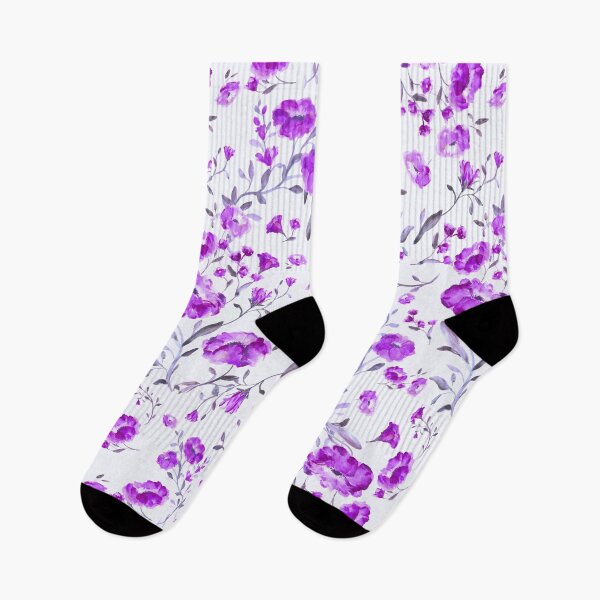Item preview, Violet flowers on white designed and sold by WzoryOzdobne.
