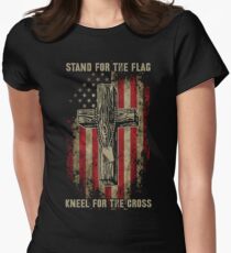 Stand for the flag. Kneel for the cross. Women's Fitted T-Shirt