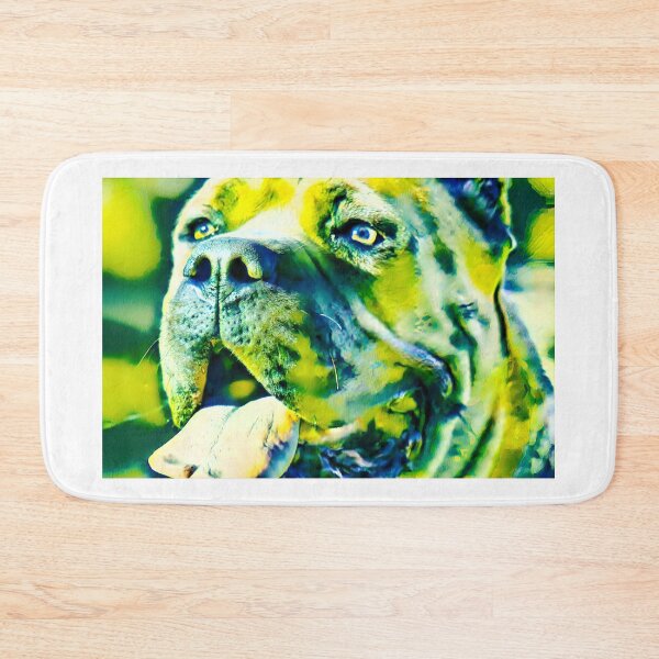Item preview, Cane Corso head close-up - green and blue colorful painting designed and sold by NickoPrints.