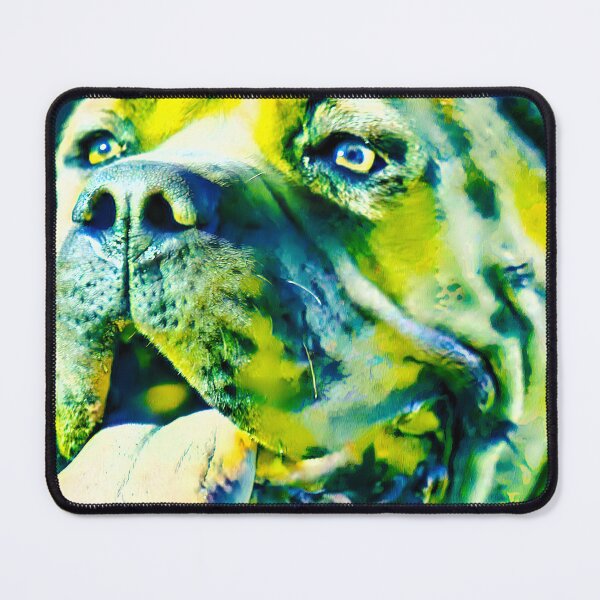 Item preview, Cane Corso head close-up - green and blue colorful painting designed and sold by NickoPrints.