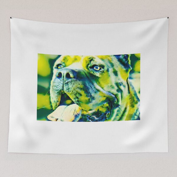 Item preview, Cane Corso head close-up - green and blue colorful painting designed and sold by NickoPrints.