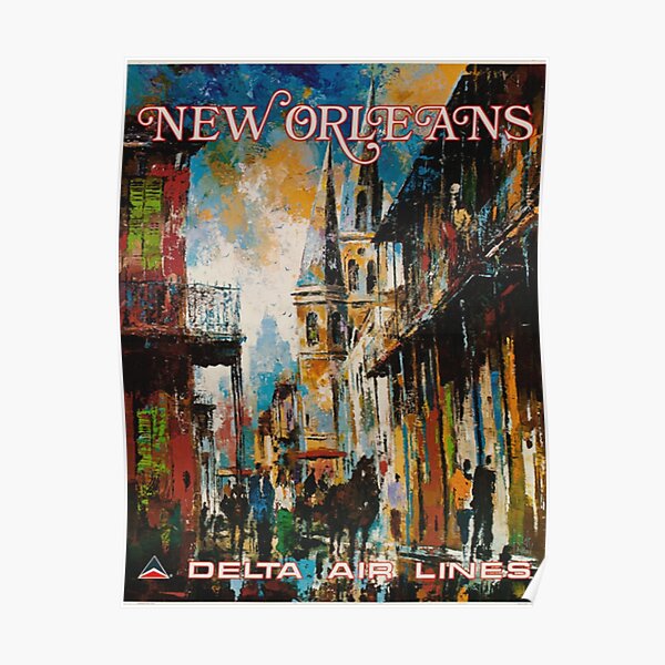 "New Orleans Vintage Travel Poster Old Visit New Orleans Tourism Art