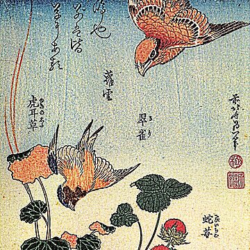 Artwork thumbnail, 'Wild Strawberries and Birds' by Katsushika Hokusai (Reproduction) by Classic Visions Gallery