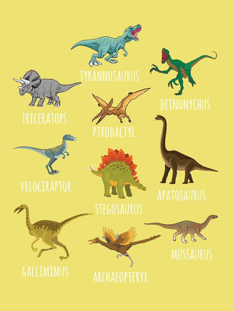 Dinosaur Species T-Rex Triceratops Dino Species Kids Poster for