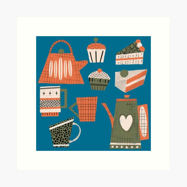 Item preview, Fika retro coffee blue designed and sold by susycosta.