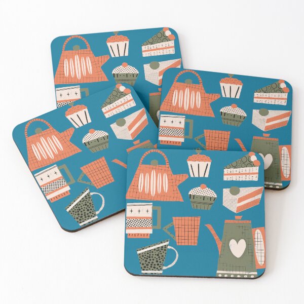 Item preview, Fika retro coffee blue designed and sold by susycosta.