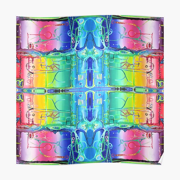 NOTHING IS EVERYTHING ALL AT ONCE original acrylic painting, Rainbow Abstract Psychedelic Pattern Poster