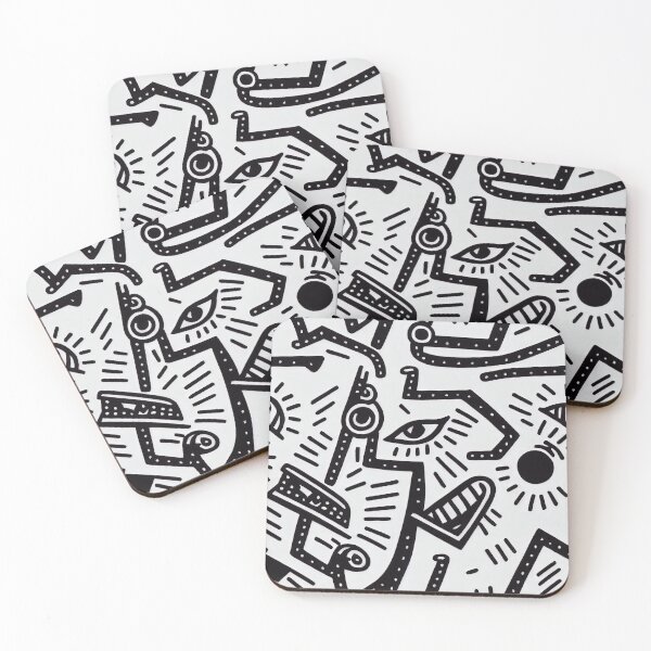 Item preview, Abstract black and white doodle pattern designed and sold by artofbelletz.