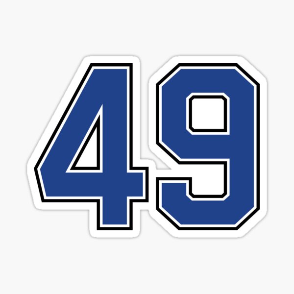 "Number 49 lucky sports jersey forty nine" Sticker for Sale by