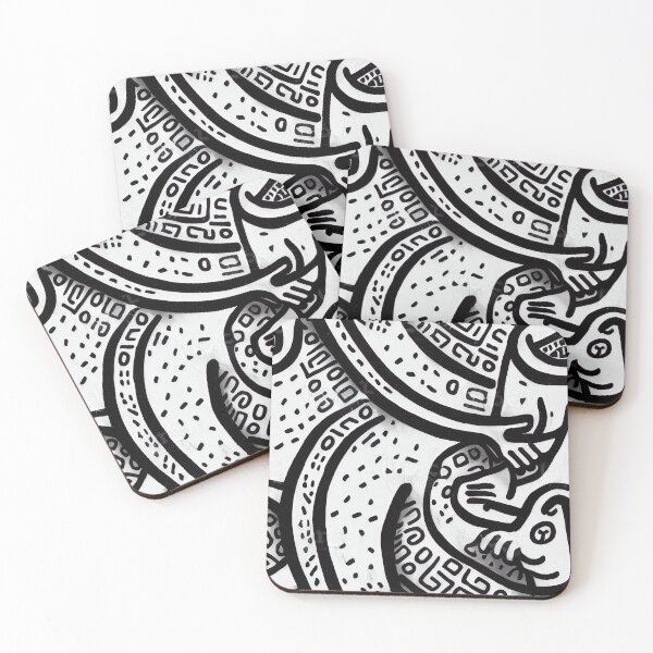 Item preview, Abstract black and white doodle pattern designed and sold by artofbelletz.
