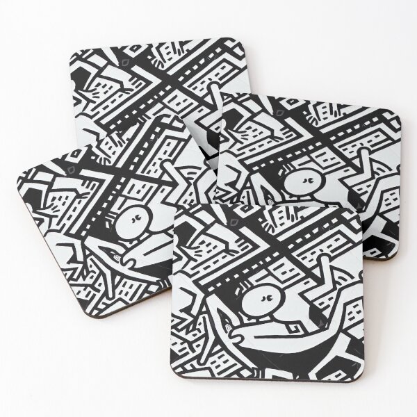 Item preview, Abstract black and white doodle pattern designed and sold by artofbelletz.