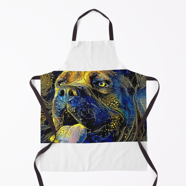 Item preview, Cane Corso head close-up - starry blue with yellow colorful painting designed and sold by NickoPrints.