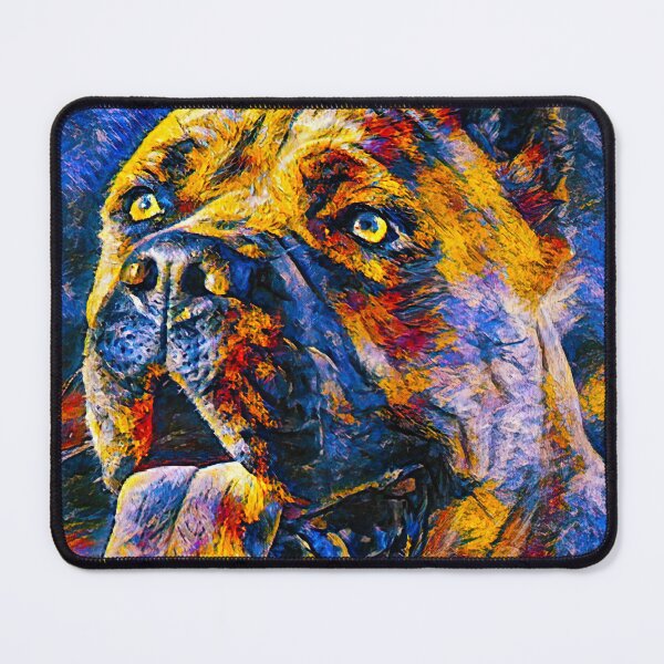 Item preview, Cane Corso head – blue and orange colorful painting designed and sold by NickoPrints.