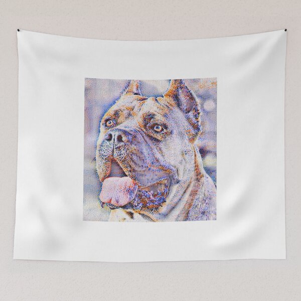 Item preview, Cane Corso head - colorful pointillist painting designed and sold by NickoPrints.
