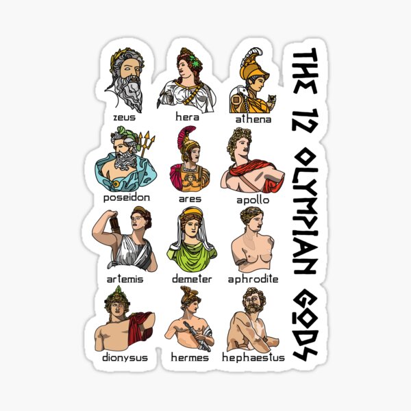 Twelve Olympians (color) : greek mythology Sticker for Sale by