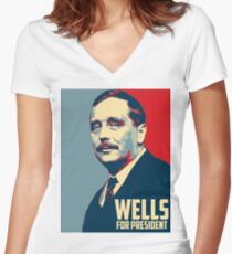 H.G Wells for President! Women's Fitted V-Neck T-Shirt