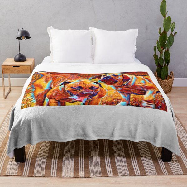 Artikelvorschau, Playful Boerboel dogs - colorful dark orange, red and cyan entworfen und verkauft von NickoPrints.