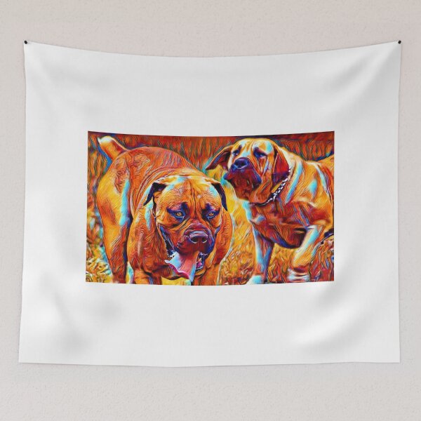 Item preview, Playful Boerboel dogs - colorful dark orange, red and cyan designed and sold by NickoPrints.