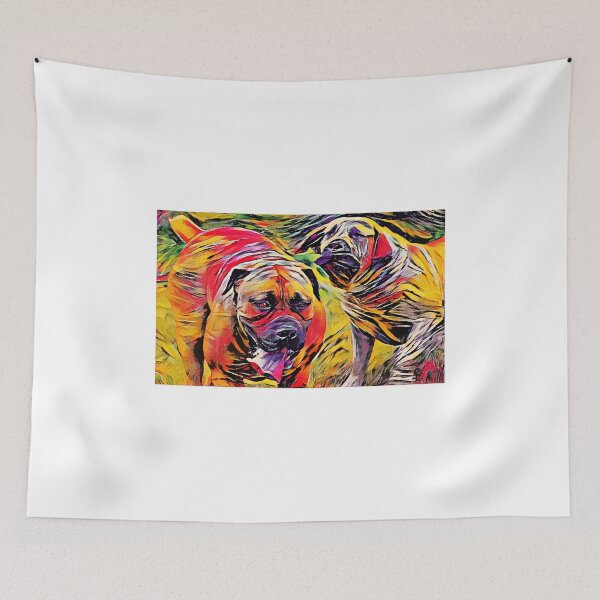 Item preview, Playful Boerboel dogs - colorful violet, red and yellow designed and sold by NickoPrints.
