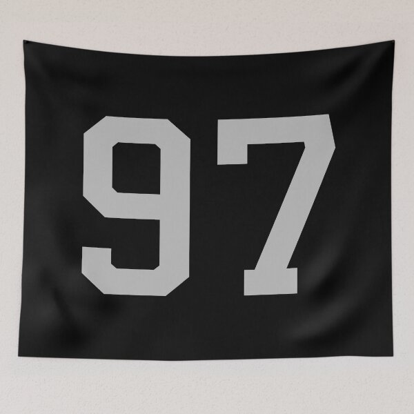 Item preview, Number 97, grey on black sports jersey number ninety seven designed and sold by LoveIsColorful.