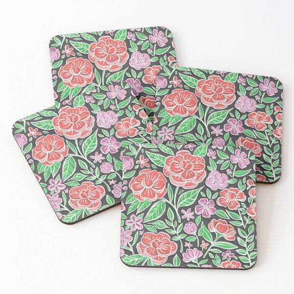 Item preview, Blooming Chalkboard Floral in Peony, Coral and Grass Green designed and sold by micklyn.