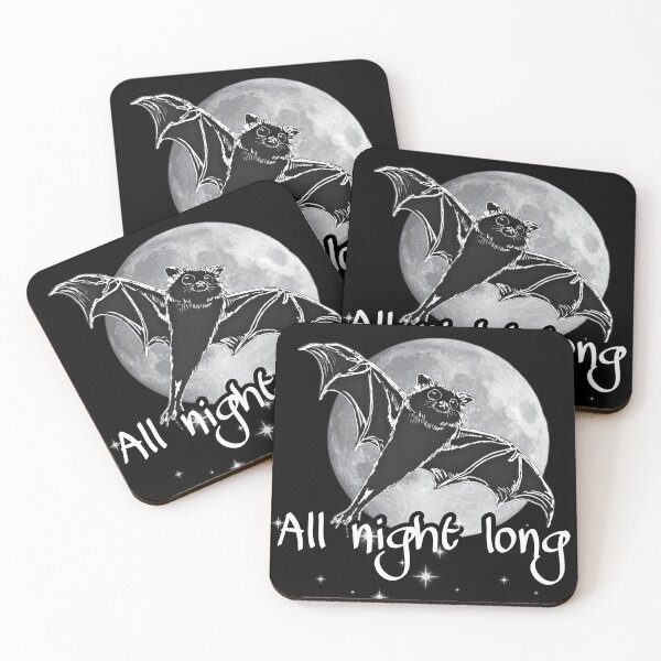 Item preview, midnight black version | adorable flying bat in night sky with full moon | ink drawing with digital art | nightlife | Halloween cuteness designed and sold by DigitalEurydice.