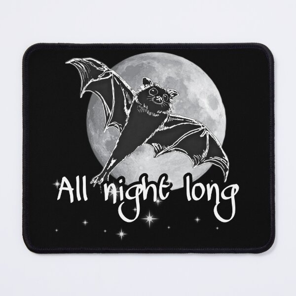 Item preview, midnight black version | adorable flying bat in night sky with full moon | ink drawing with digital art | nightlife | Halloween cuteness designed and sold by DigitalEurydice.