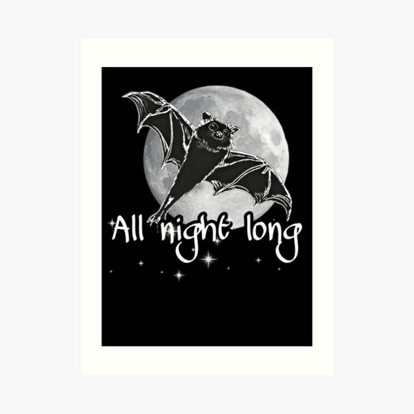"midnight black version adorable flying bat in night sky with full