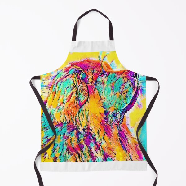 Item preview, Tibetan Mastiff dog sitting profile - colorful painting designed and sold by NickoPrints.