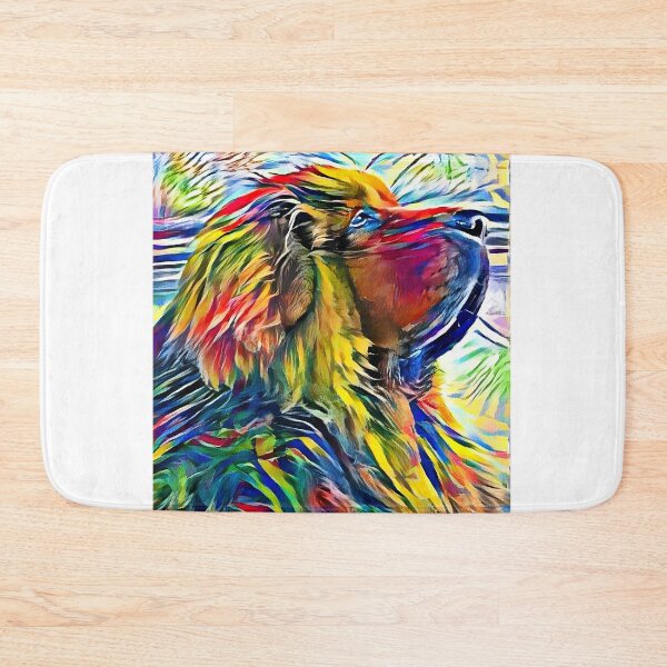 Item preview, Tibetan Mastiff dog sitting profile - high contrast colorful painting designed and sold by NickoPrints.