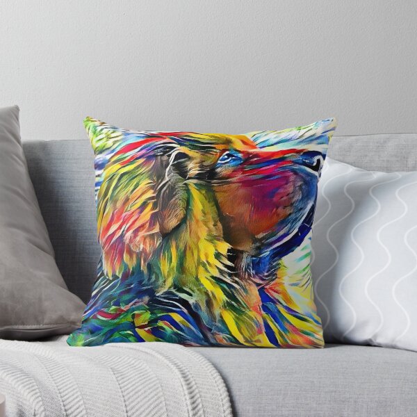 Item preview, Tibetan Mastiff dog sitting profile - high contrast colorful painting designed and sold by NickoPrints.